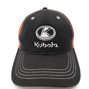 Kubota Hat Cap Strap Back One Size Black Orange Mesh Trucker Embroidered Mens